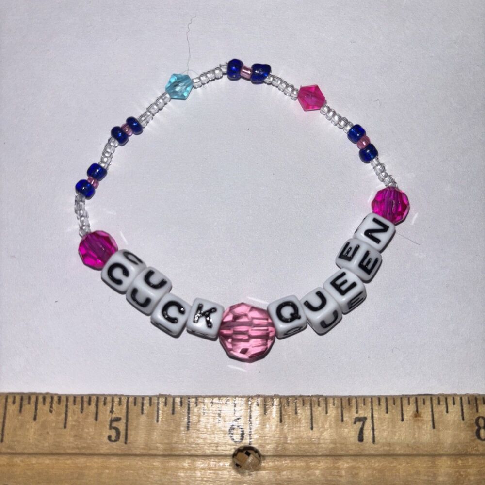Multicolor “C*ck Queen” Bracelet Adult Humor Beaded Handmade Naughty Accessories